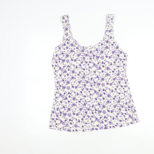 BHS Purple Floral Cotton Women's Tank Top Size 14