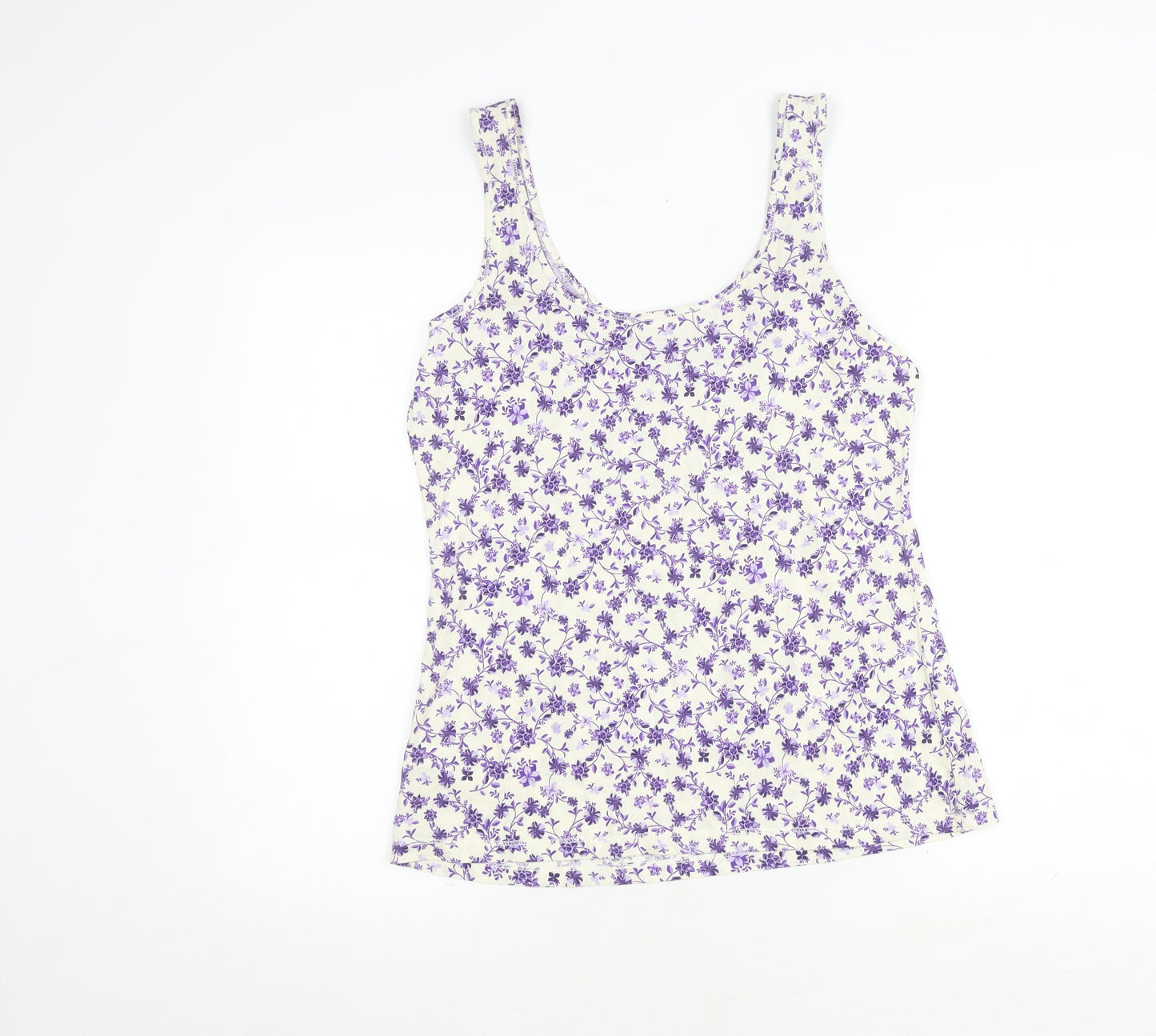 BHS Purple Floral Cotton Women's Tank Top Size 14