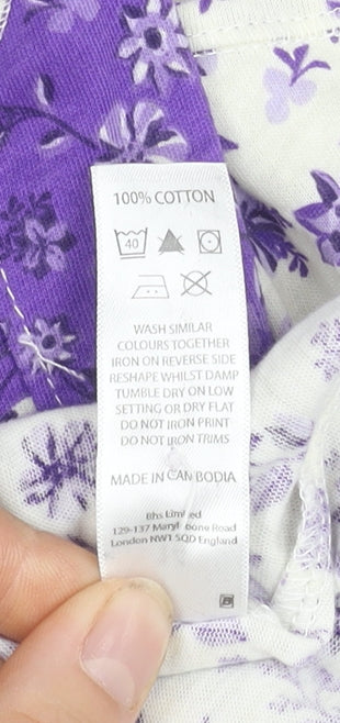 BHS Purple Floral Cotton Women's Tank Top Size 14