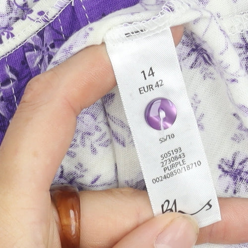 BHS Purple Floral Cotton Women's Tank Top Size 14