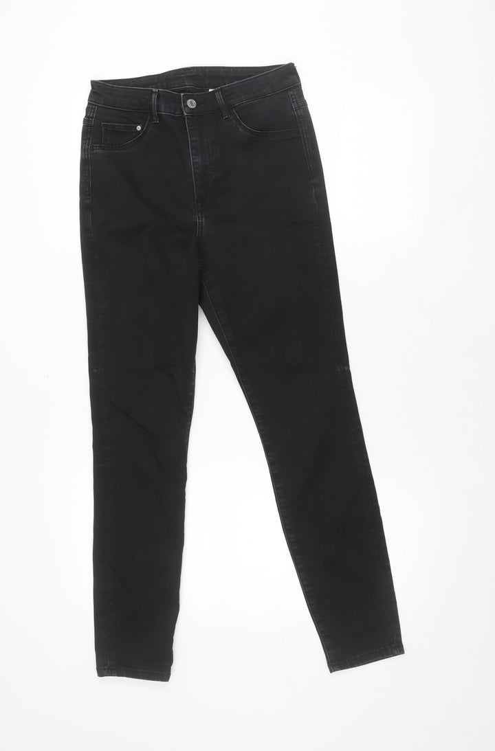 H&M Women Black Jegging Slim Fit High Waist Size 12