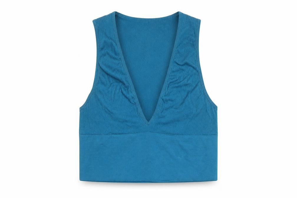 Front view of Urban Outfitters Women's Blue Cropped Tank, size L