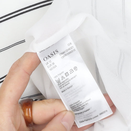 Oasis Women’s White Striped Camisole, Size 12