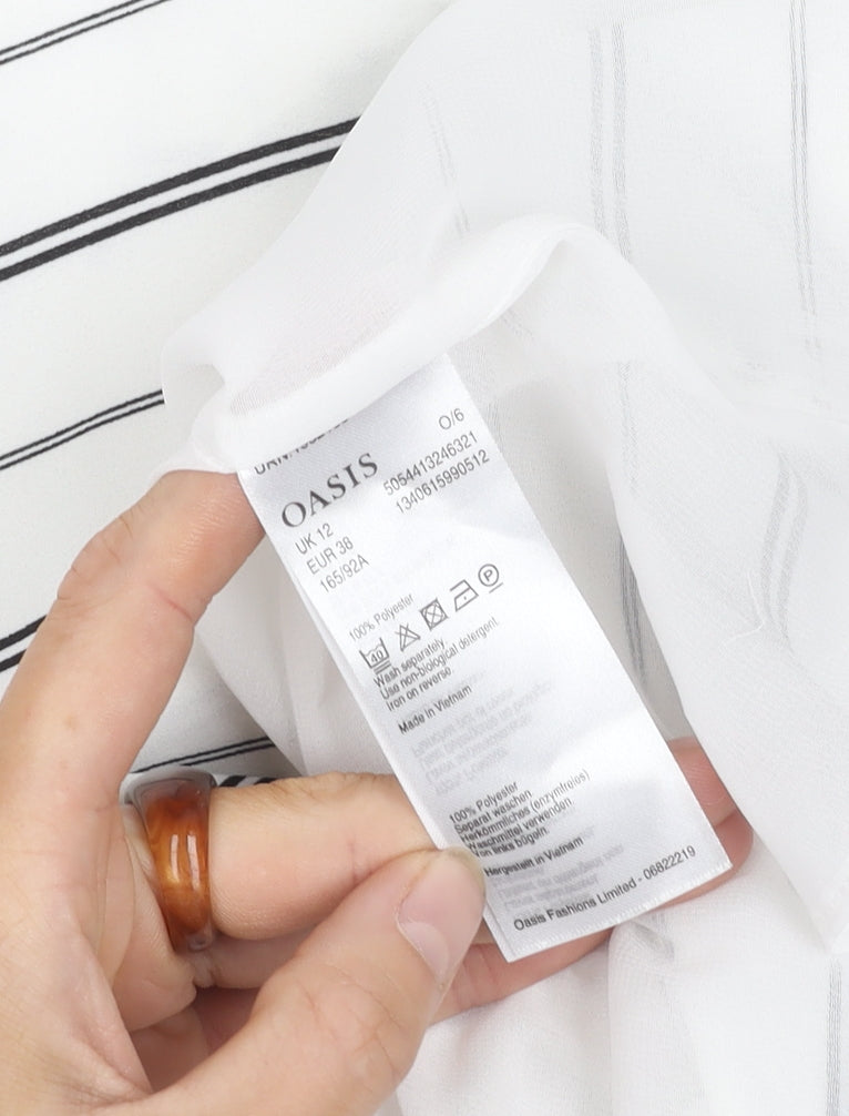 Oasis Women’s White Striped Camisole, Size 12