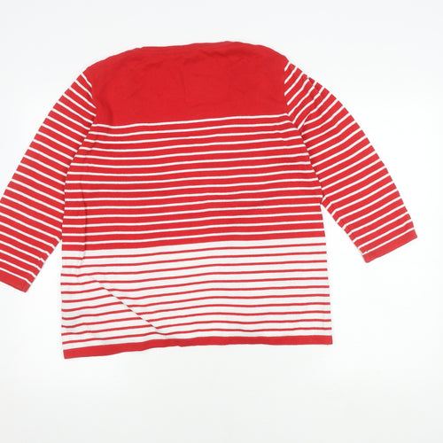 Marks and Spencer Women's Red Striped Cardigan Size 16
