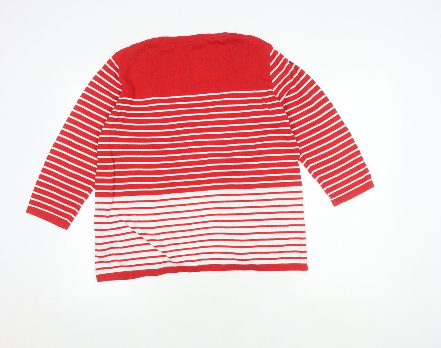 Marks and Spencer Women's Red Striped Cardigan Size 16