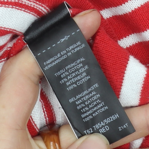 Marks and Spencer Women's Red Striped Cardigan Size 16