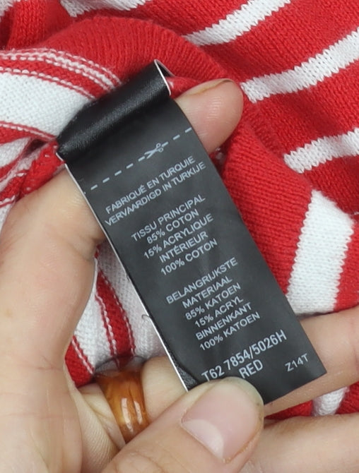 Marks and Spencer Women's Red Striped Cardigan Size 16