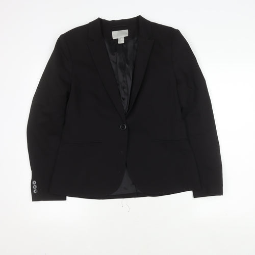 H&M Women's Black Suit Jacket, Size 14, Single-Breasted