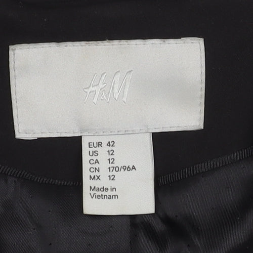 H&M Women's Black Suit Jacket, Size 14, Single-Breasted