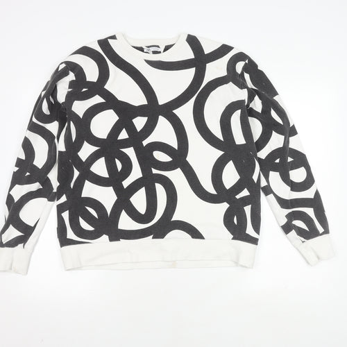 Zara Unisex White Pullover Sweatshirt M Geometric