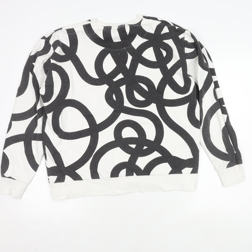 Zara Unisex White Pullover Sweatshirt M Geometric