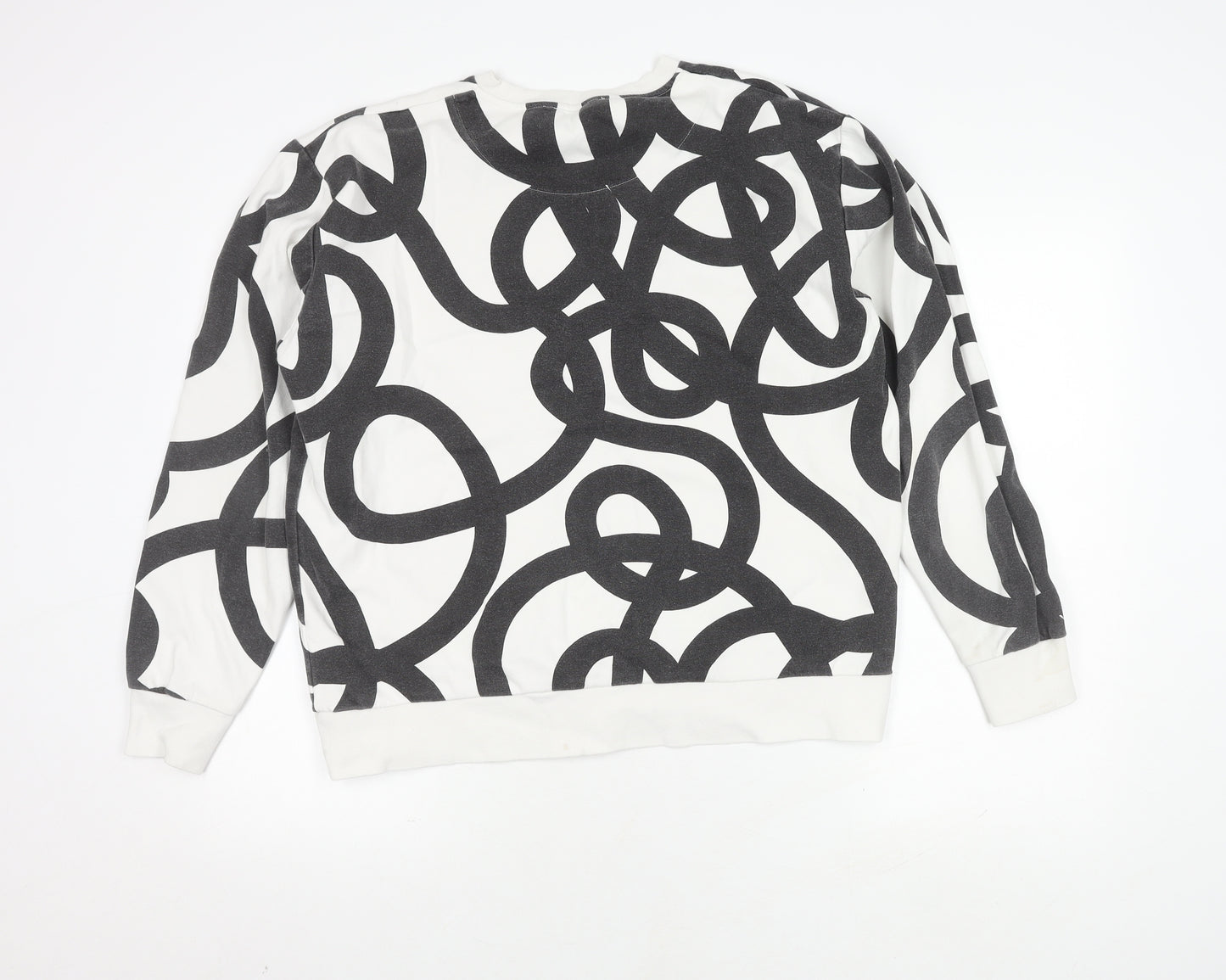 Zara Unisex White Pullover Sweatshirt M Geometric
