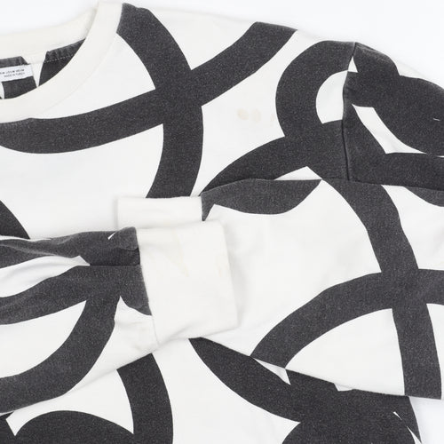 Zara Unisex White Pullover Sweatshirt M Geometric