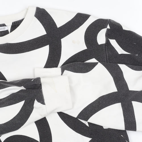Zara Unisex White Pullover Sweatshirt M Geometric