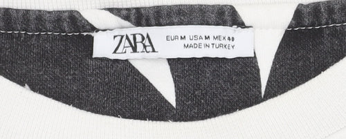 Zara Unisex White Pullover Sweatshirt M Geometric