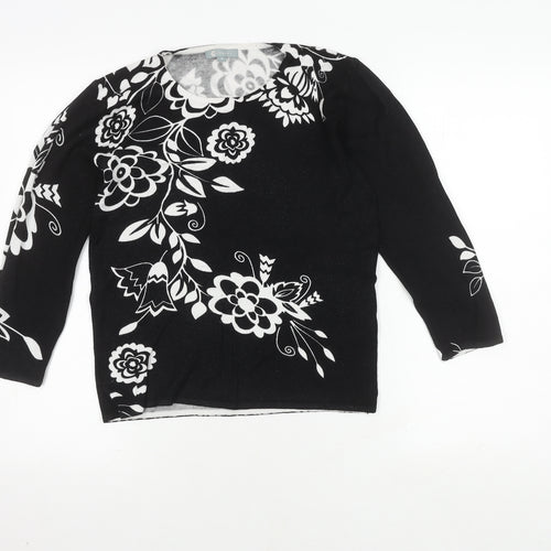 Miamoda Women's Floral Black Jumper, Size 12