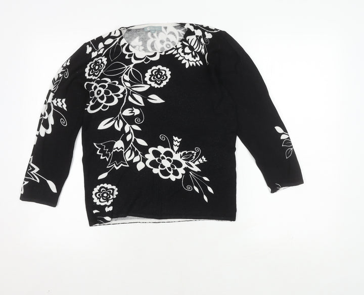 Miamoda Women's Floral Black Jumper, Size 12