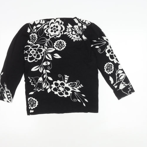 Miamoda Women's Floral Black Jumper, Size 12
