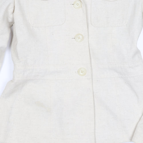 Bay Women's Ivory Cotton Linen Blazer Size 8 Regular