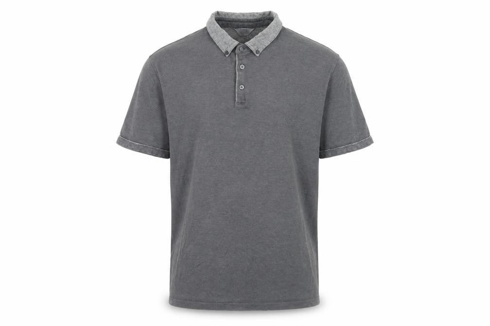 Front view of Next Men's Grey Polo Shirt, size L, Short Sleeve Cotton