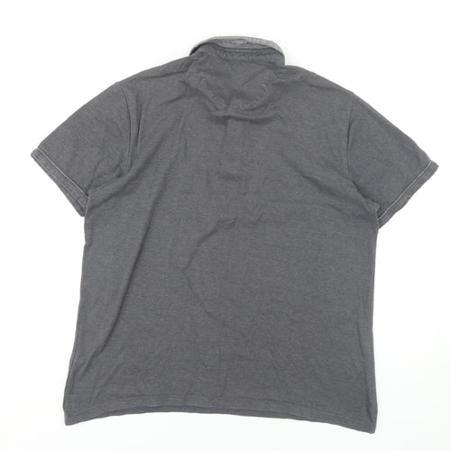 Next Men's Grey Polo Shirt, Size L, Short Sleeve Cotton