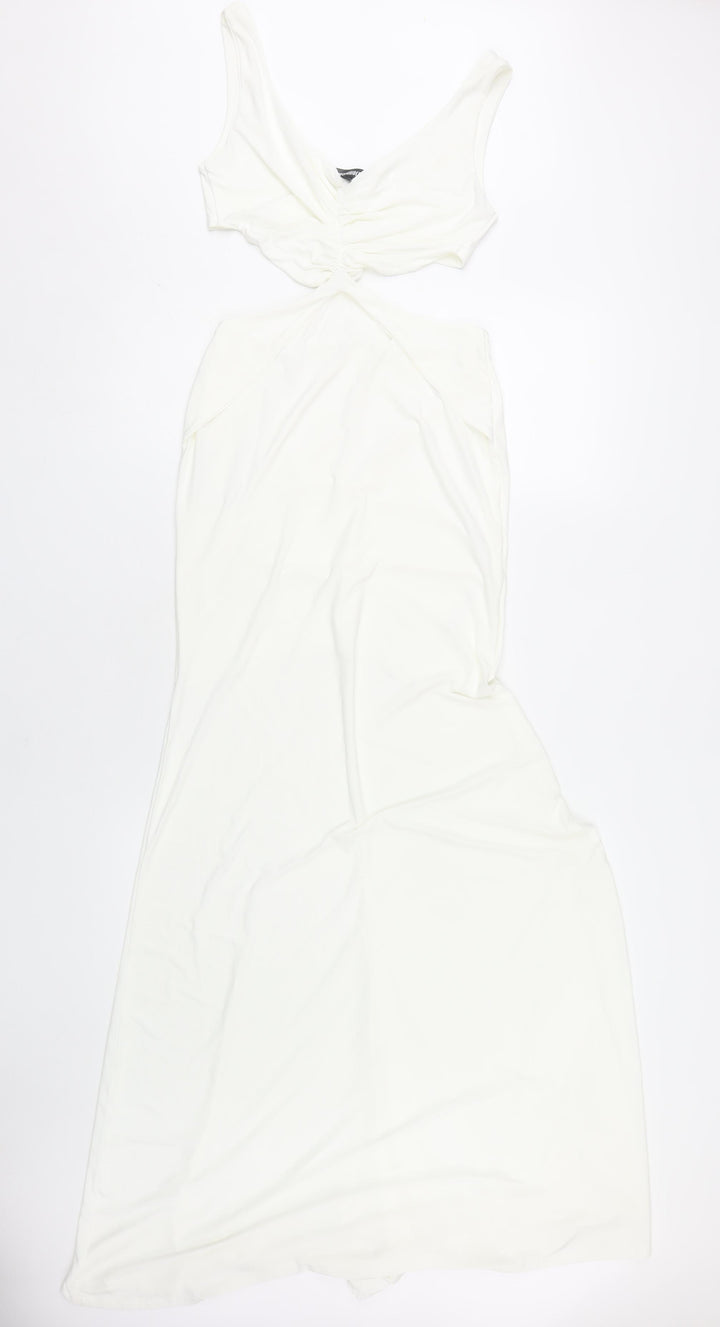 Missguided Women's White Long Bodycon Dress Size 10