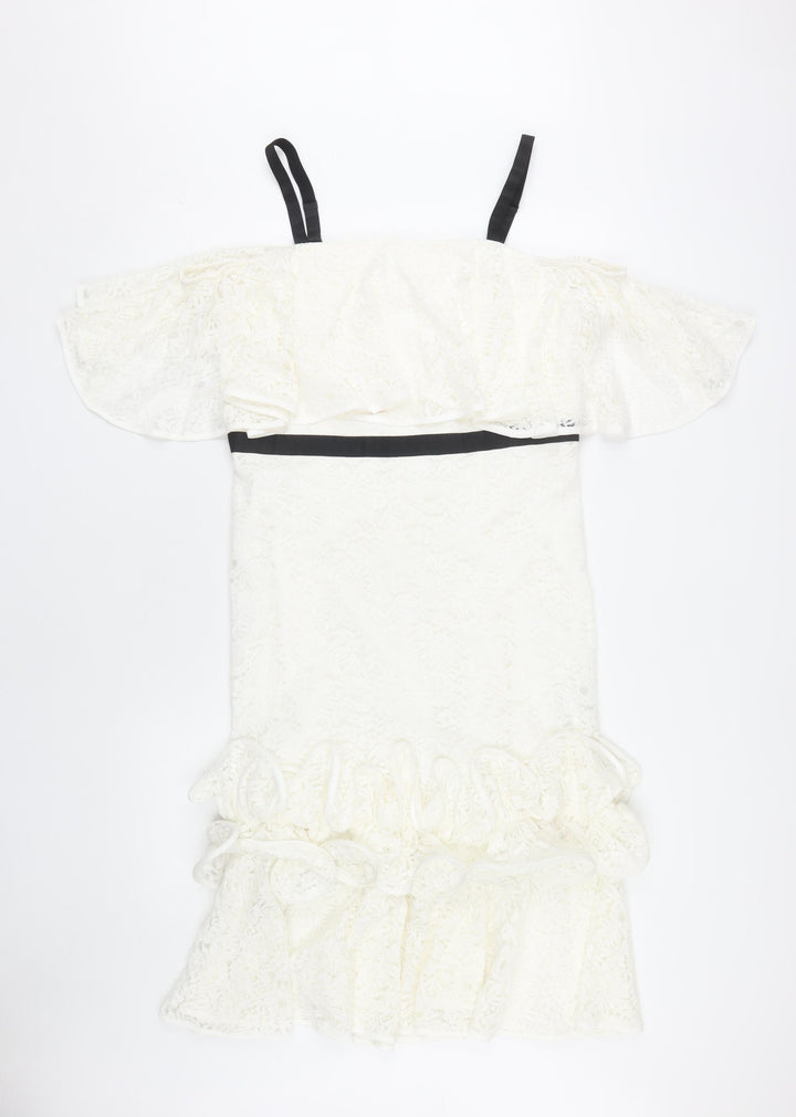 V by Very Women's Ivory Off Shoulder Party Dress Size 14