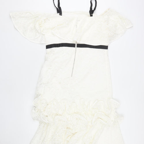 V by Very Women's Ivory Off Shoulder Party Dress Size 14