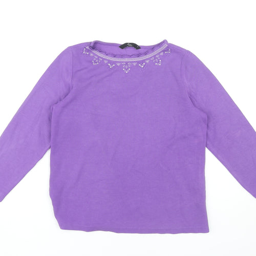 Bm casual Women's Purple Embroidered Top, Size S