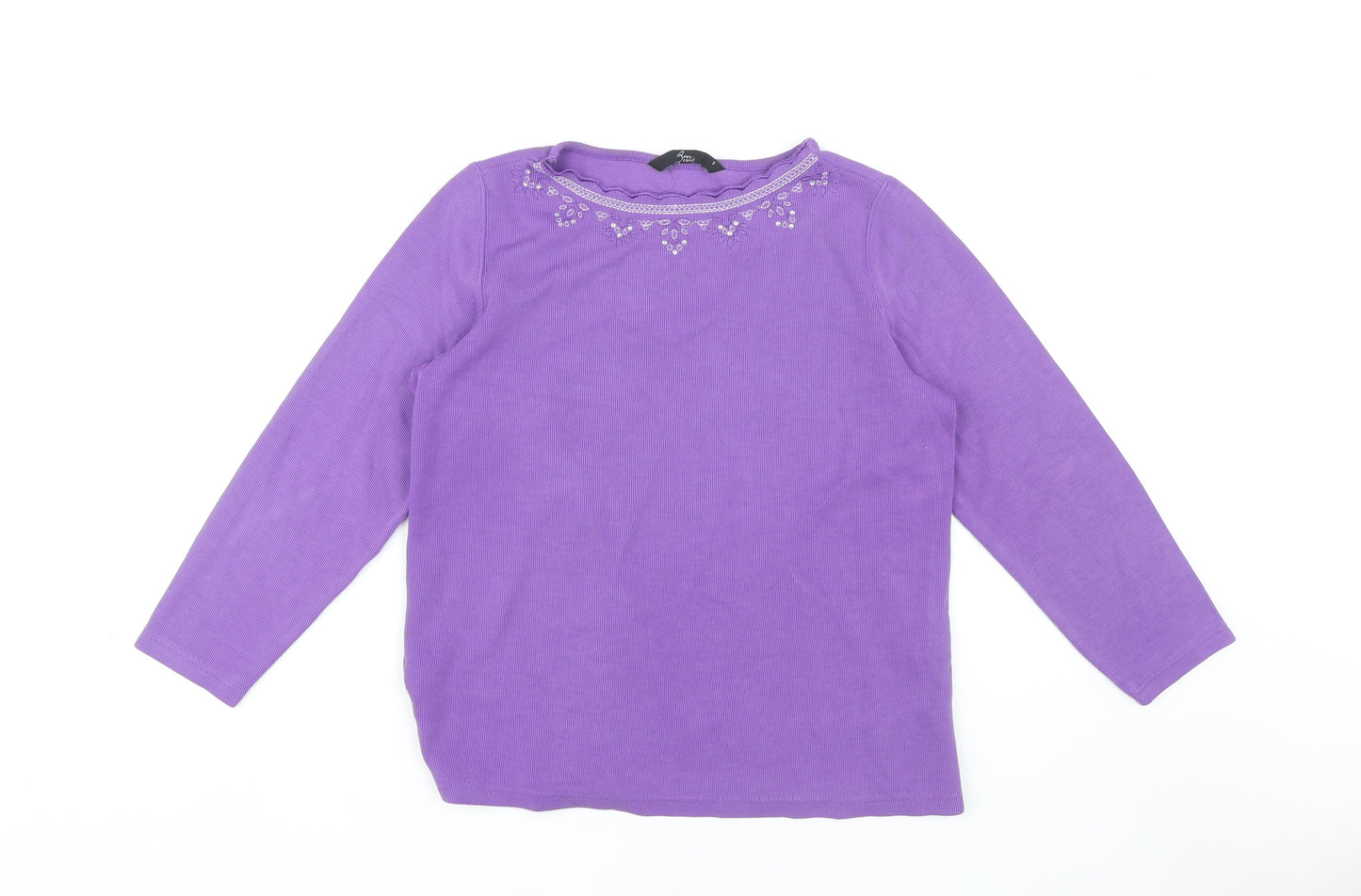 Bm casual Women's Purple Embroidered Top, Size S