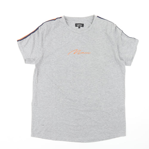 BoohooMAN Grey Crew Neck T-Shirt for Men - Large