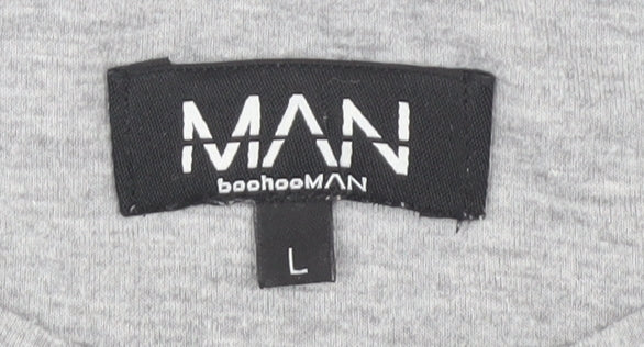 BoohooMAN Grey Crew Neck T-Shirt for Men - Large