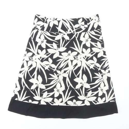 New Look Women's Black Floral A-Line Skirt Size 8