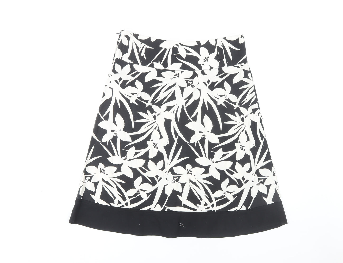 New Look Women's Black Floral A-Line Skirt Size 8