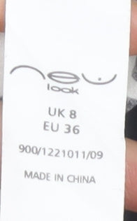 New Look Women's Black Floral A-Line Skirt Size 8