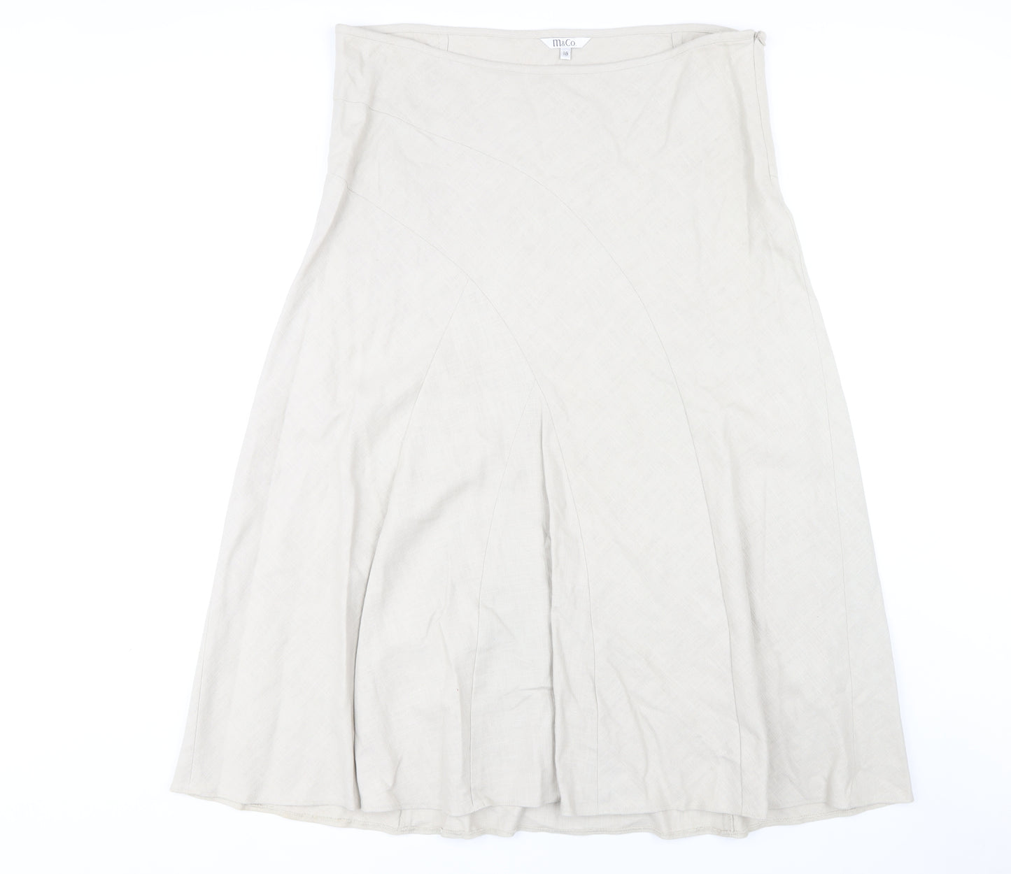 M&Co Women's Ivory A-Line Midi Skirt, Size 18, Summer Style