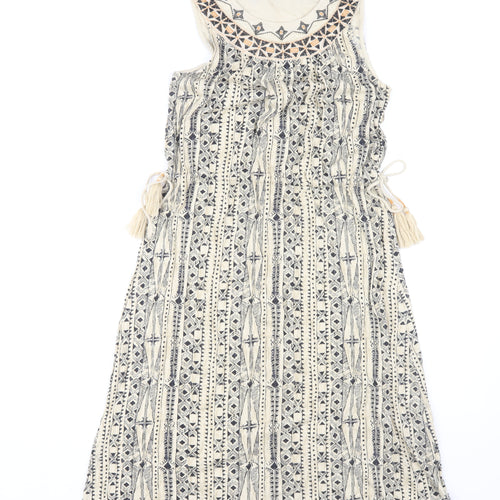 Fat Face Women's Beige Embroidered Dress Size 6