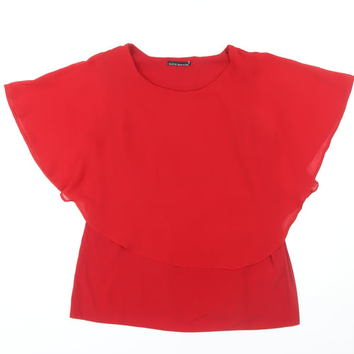David Emanuel Women's Red Blouse, Size 14, Round Neck