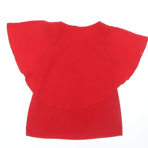 David Emanuel Women's Red Blouse, Size 14, Round Neck