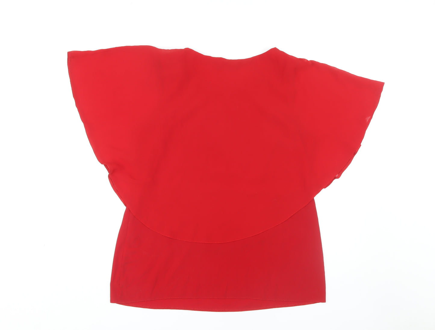 David Emanuel Women's Red Blouse, Size 14, Round Neck