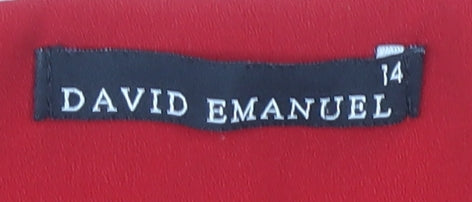 David Emanuel Women's Red Blouse, Size 14, Round Neck