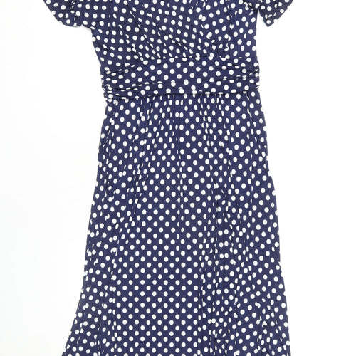 Onjenu Women's Blue Polka Dot Dress Size 16