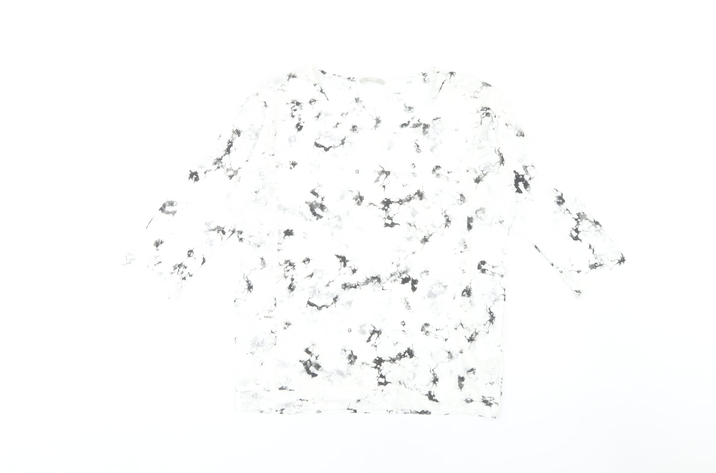 Bossini Women's White Geometric 3/4 Sleeve Top