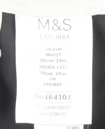 Marks and Spencer Men's Black Chino Trousers - 34 Regular
