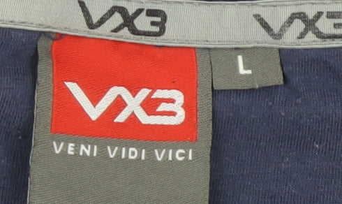 VX3 Men's Blue Rugby T-Shirt Size L Breathable Short Sleeve