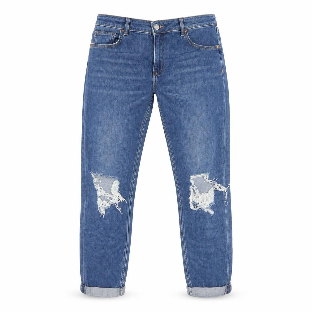 Front view of Topshop Women's Blue Straight Jeans W32 L32