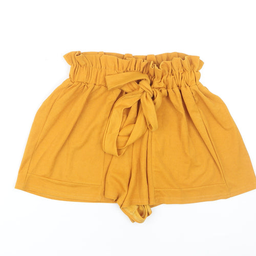 PrettyLittleThing Women's Yellow Paperbag Shorts, Size 14