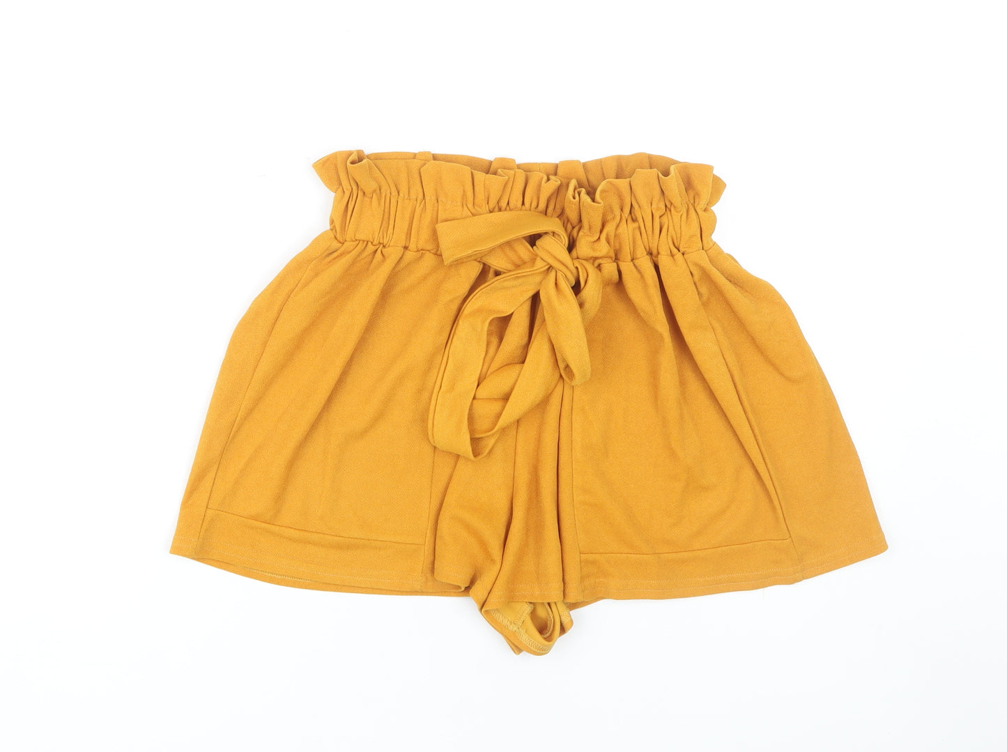 PrettyLittleThing Women's Yellow Paperbag Shorts, Size 14