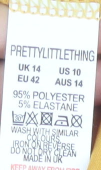 PrettyLittleThing Women's Yellow Paperbag Shorts, Size 14